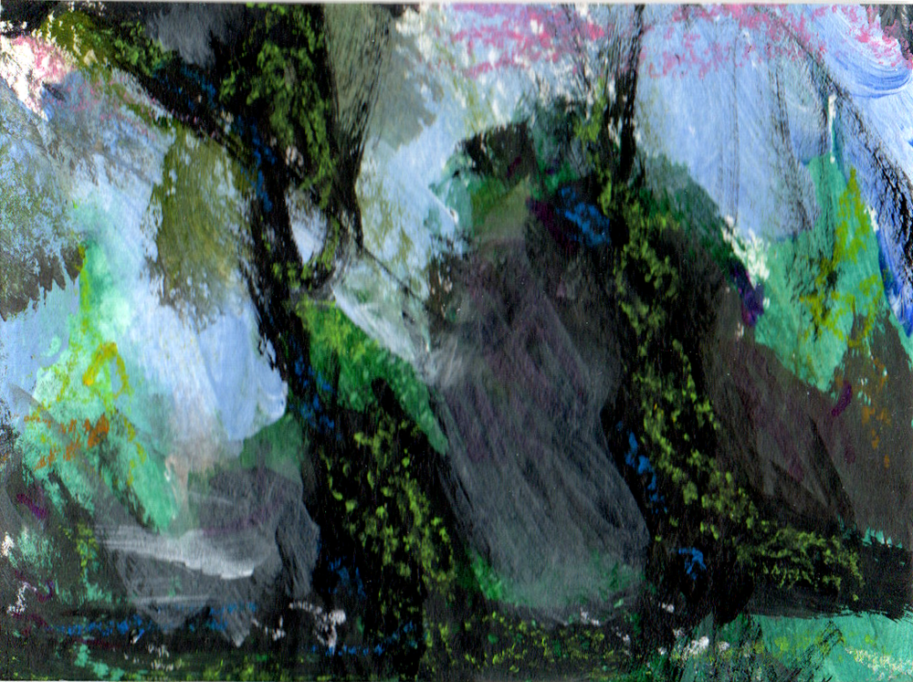 ACEO original miniature landscape painting Rivers edge one-of-a-kind art