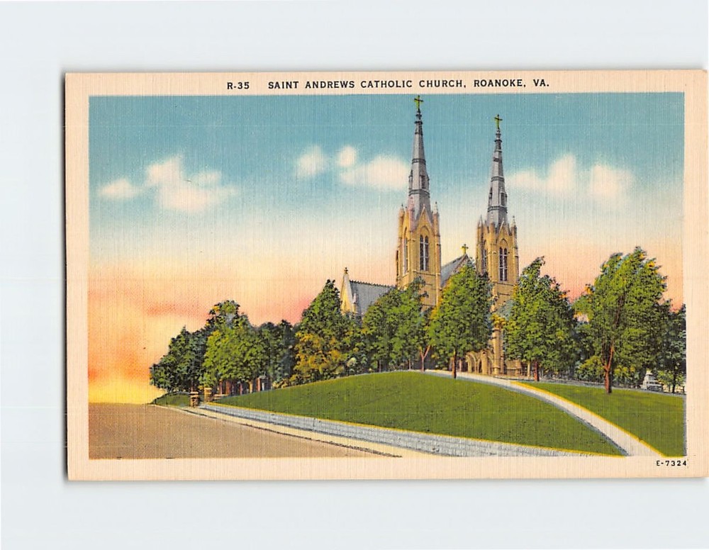 Postcard Saint Andrews Catholic Church Roanoke Virginia USA