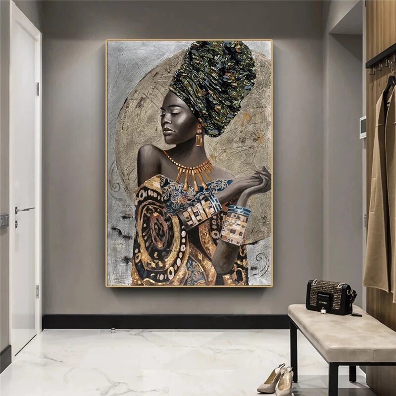 Graffiti Art African Black Woman Posters And Print Abstract Girl Canvas Painting-image