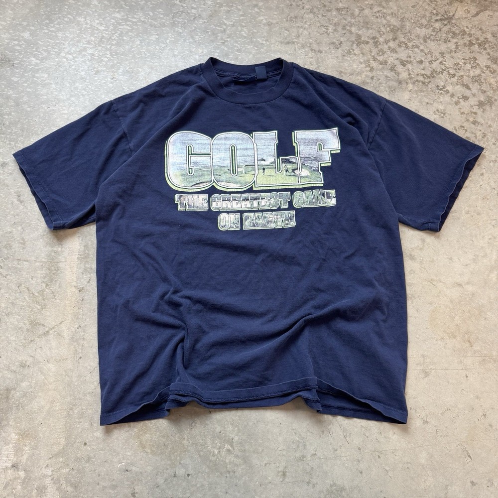 Vintage 90s Golf The Greatest Game On Earth Graphic T Shirt USA Blue Size XL