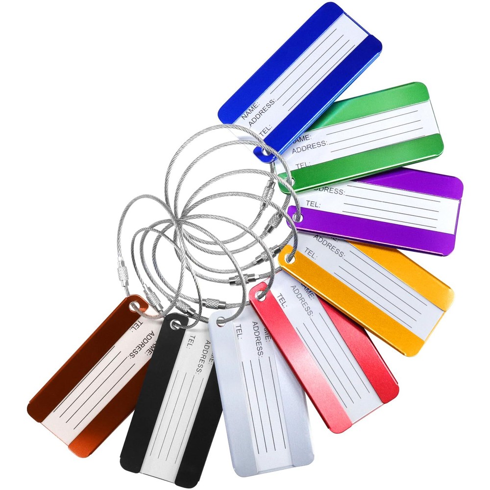 8 Pack Aluminium Metal Travel Luggage Tags Suitcase Card Holder Baggage Name ...