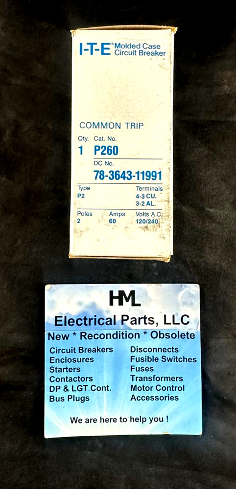 Ite / Siemens / Pushmatic, P260, 60A, 240V, 2 Pole Circuit Breaker *New In Box