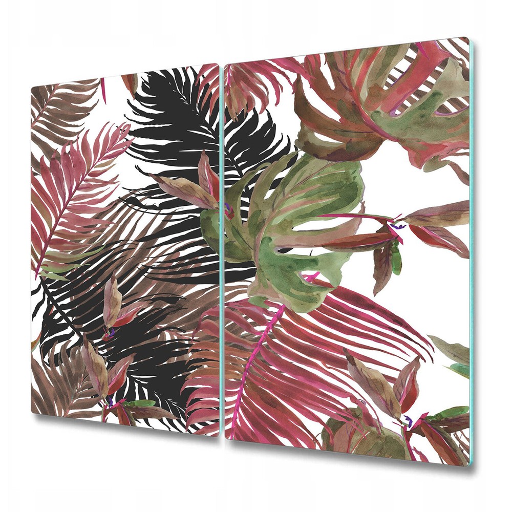 Glass Kitchen Chopping Serving Board Monstera | Exotic Colourful Art | 2x30x52