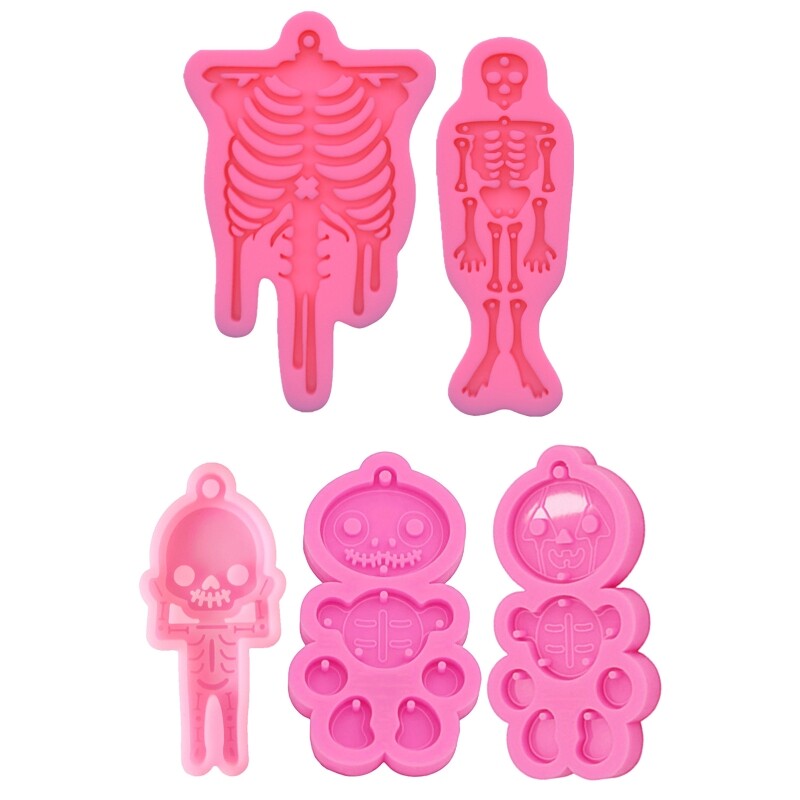 2-Pack Skull Silicone Epoxy Molds for Halloween Earrings & Resin Crafts