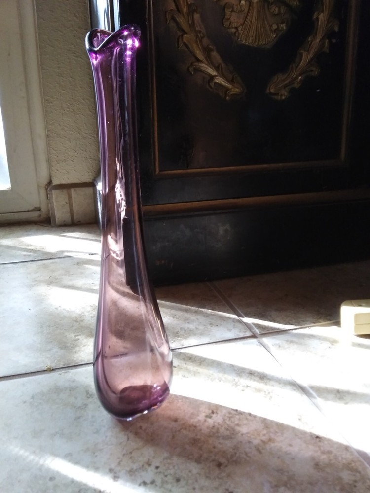 Purple Glass vase. 11 Inches Tall.