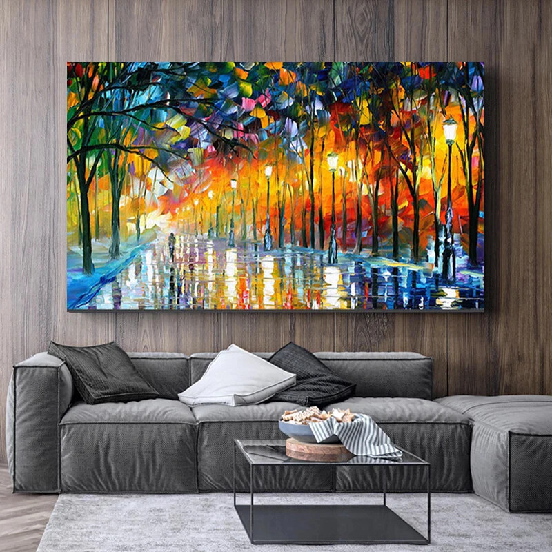 Abstract Walking Down The Street Poster Prints Wall Art Home Decor