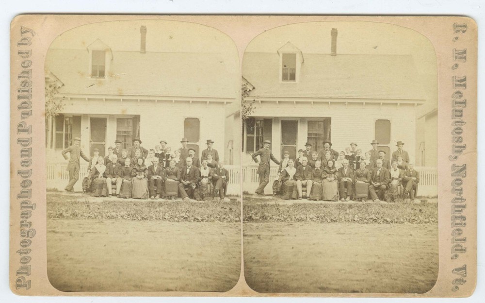 G5004~ VERMONT – Family/Friend Gathering 1870s Stereoview- McIntosh, Northfield