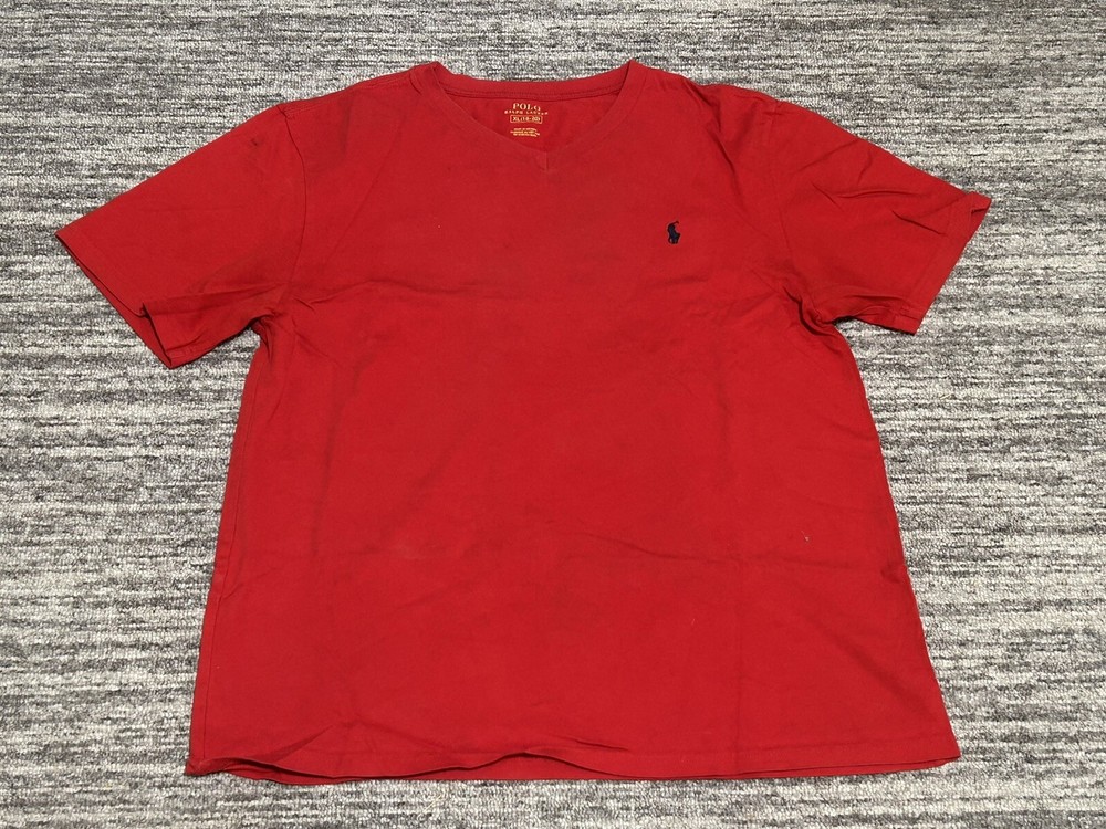Polo Ralph Lauren Shirt Youth Kids Extra Large Red Short Sleeve Blue Pony Boys