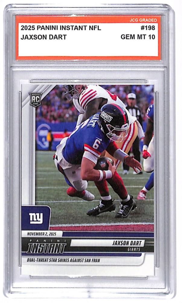 Jaxson Dart Panini Instant NFL RC Rookie #198 Giants Graded Gem Mint 10