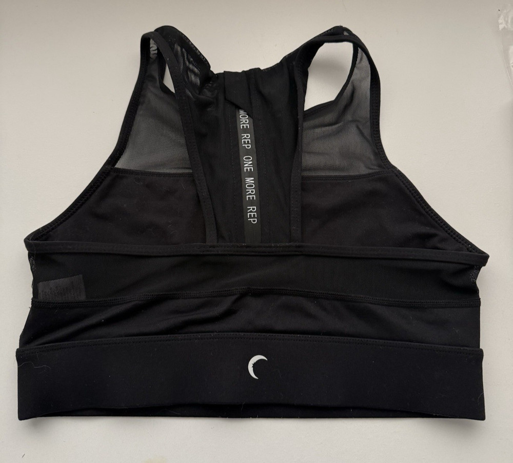 ZYIA Sports Bra Black  Metallic All Star Zip Back One More Rep Racerback Size M