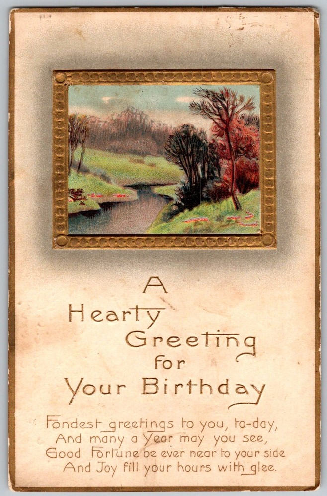 Antique Postcard Hearty Birthday Greeting 1910s