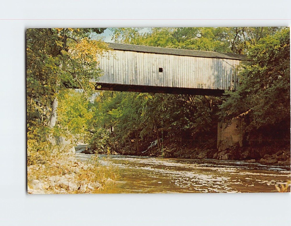 Postcard Bull's Covered Bridge over Housatonic River Connecticut USA