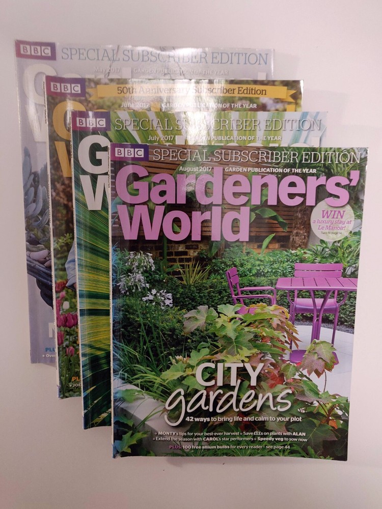 4 x Gardeners' World Magazines 2017 Summer Bundle - May to August 2017