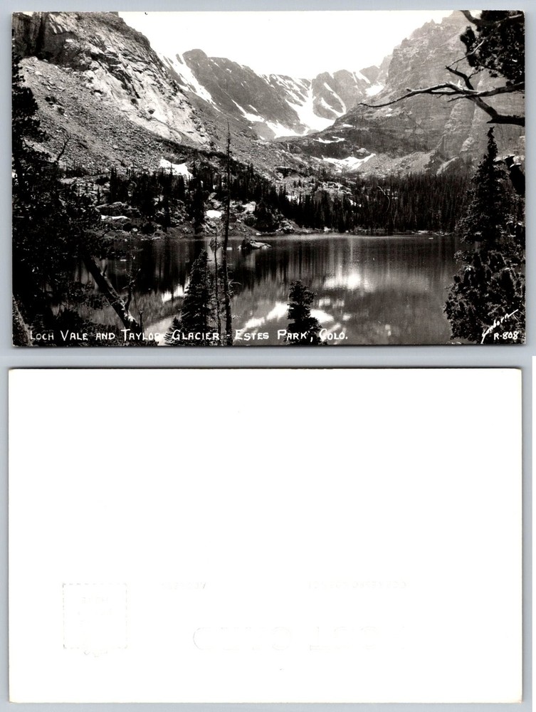 Loch Vale Taylor Glacier Estes Park CO RPPC Vintage Postcard Sanborn