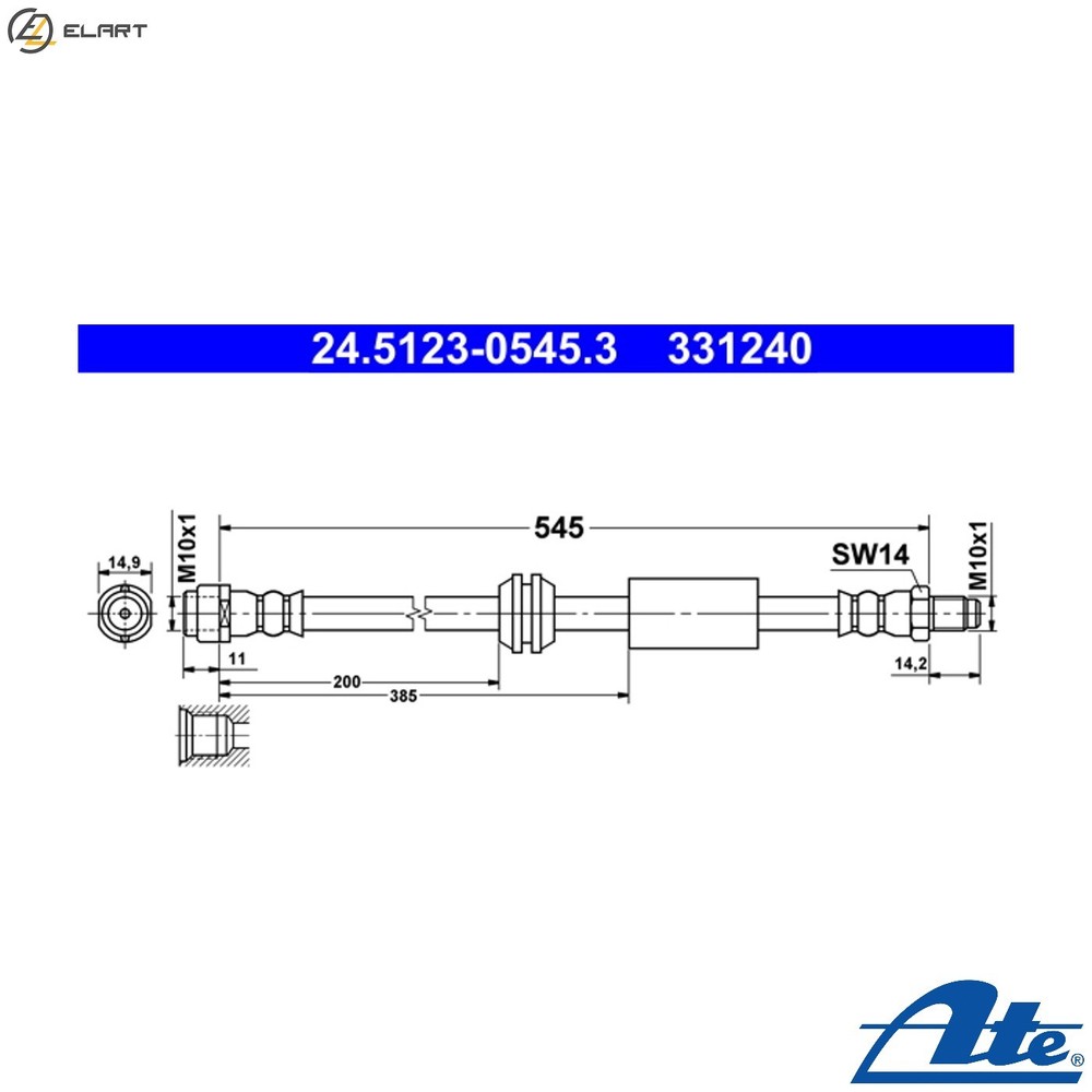 BRAKE HOSE 24.5123-0545.3 FOR MERCEDES-BENZ M 272.945 3.0L M 272.967 3.5L 6cyl