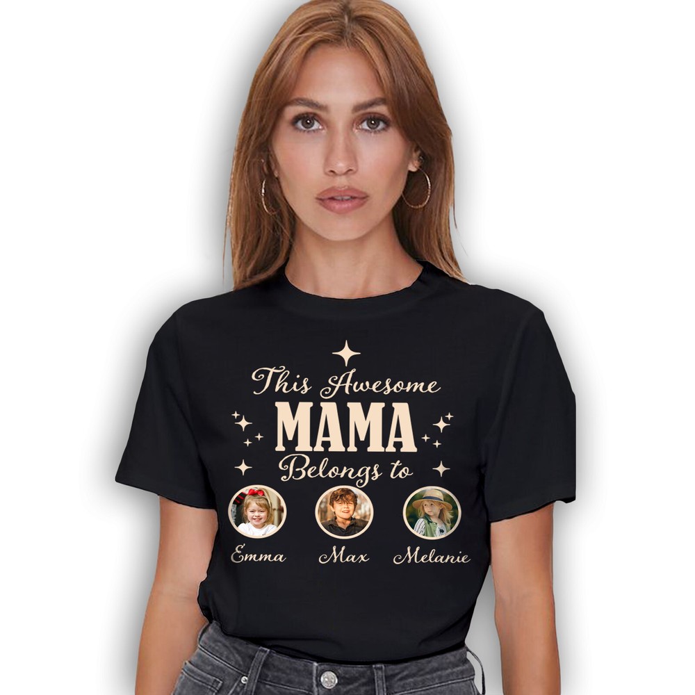 This Awesome Mama Belongs To Personalized Mom T-Shirt - Custom Mother's Day Tee