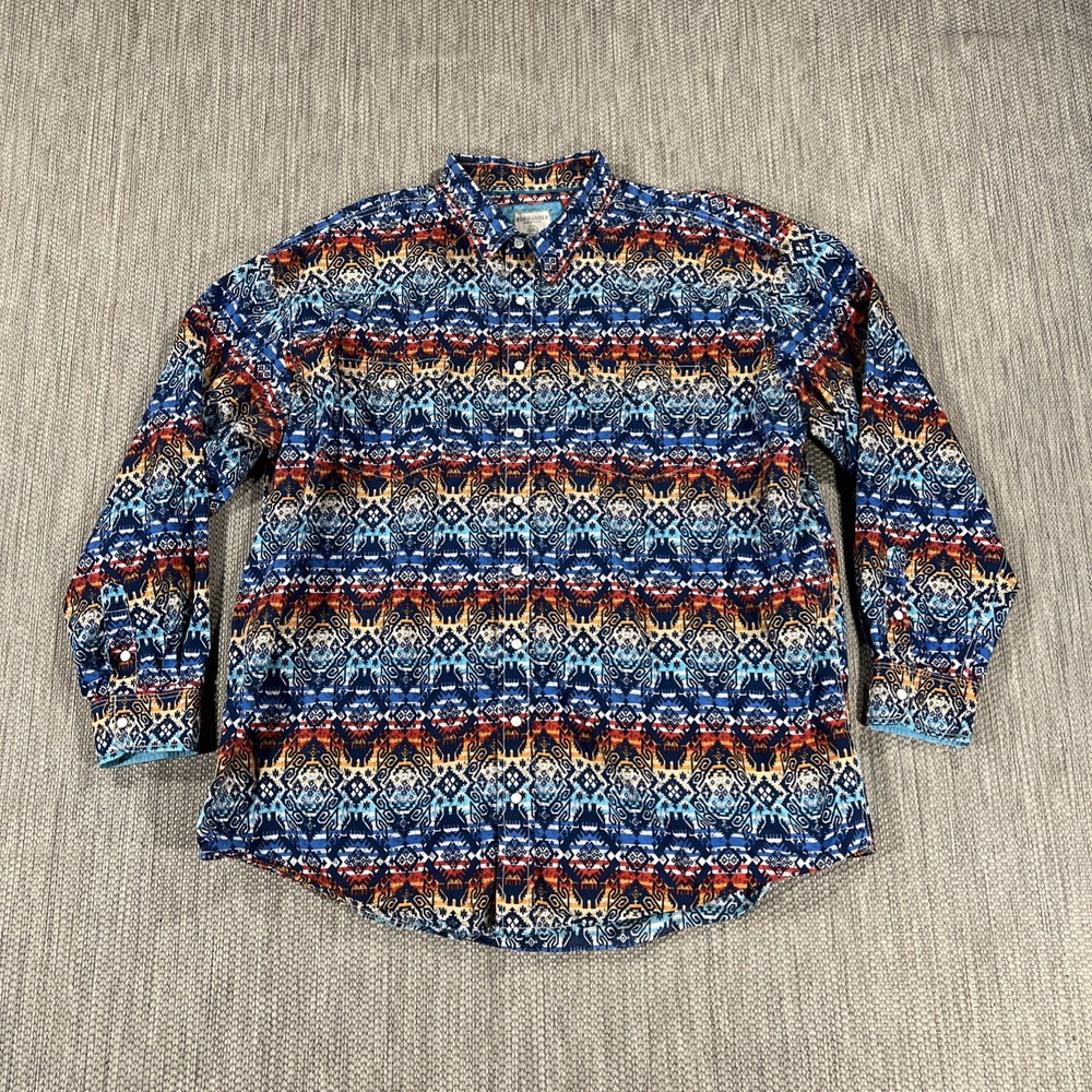 Panhandle Slim Rough Stock Men 2XL Aztec Pearl Snap Western Cowboy Button Up