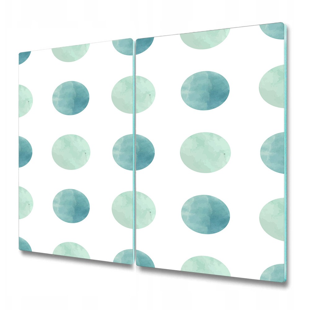 Glass Cutting Board Worktop Saver Watercolour dots green and white 2x30x52