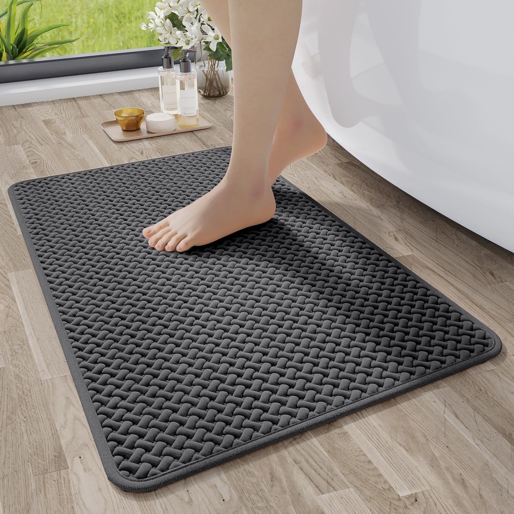 Non-Slip Quick-Dry Bathroom Rug with Super Absorbent Foam Weave Texture  