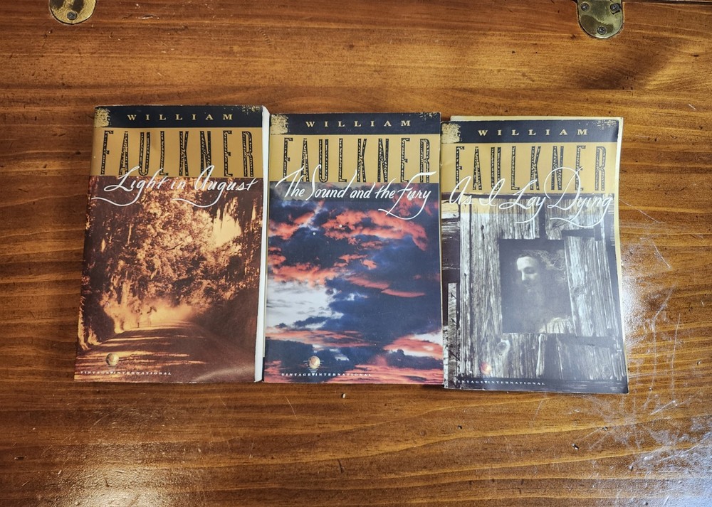 William Faulkner Book Lot 3 Vintage International Light in August Sound Fury As