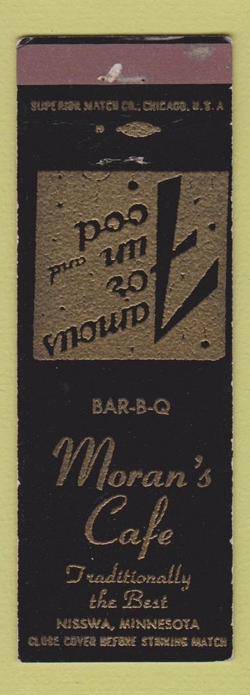 Matchbook Cover - Moran's Cafe Nisswa MN