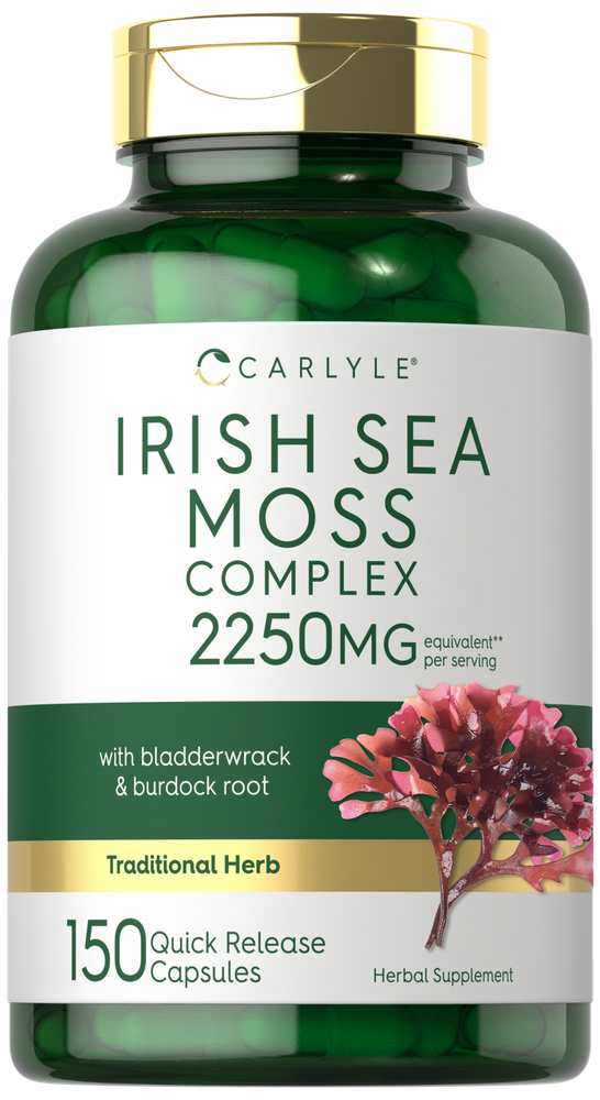 Irish Sea Moss Capsules 2250mg | 150 Count | Bladderwrack & Burdock | by Carlyle