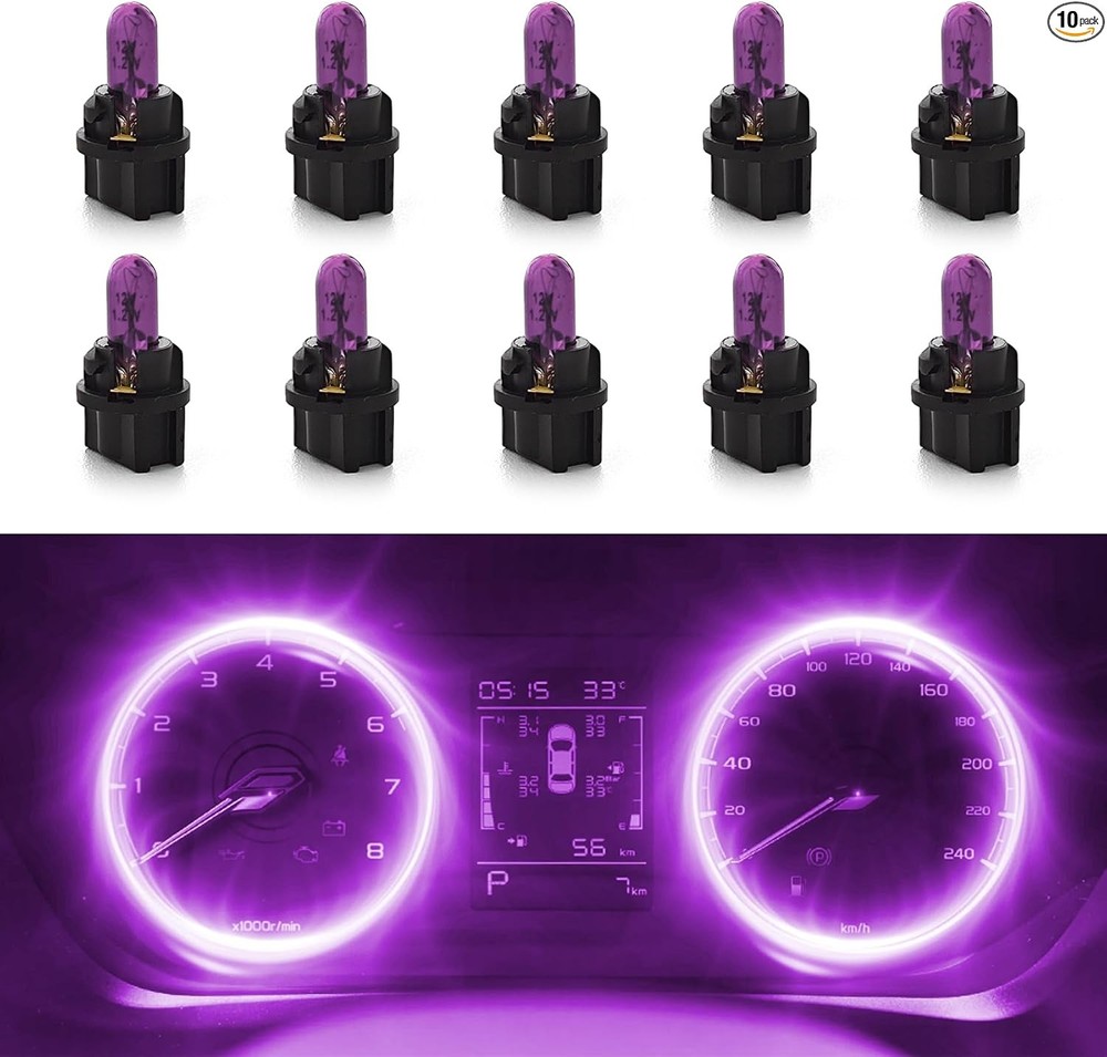 10PCS Halogen Instrument Cluster Bulbs Kit, Dashboard Lights for Color: Purple