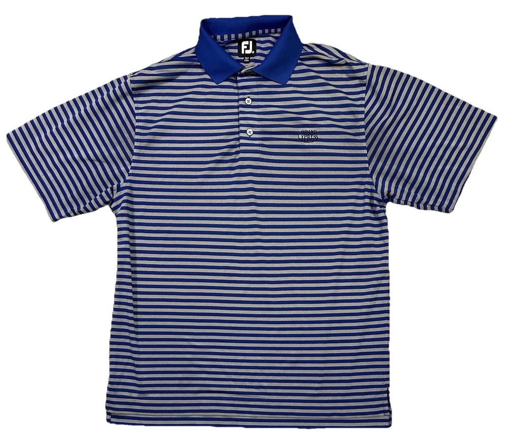 FootJoy Golf Performance Polo Mens Size Medium Blue /Gray Striped Shirt