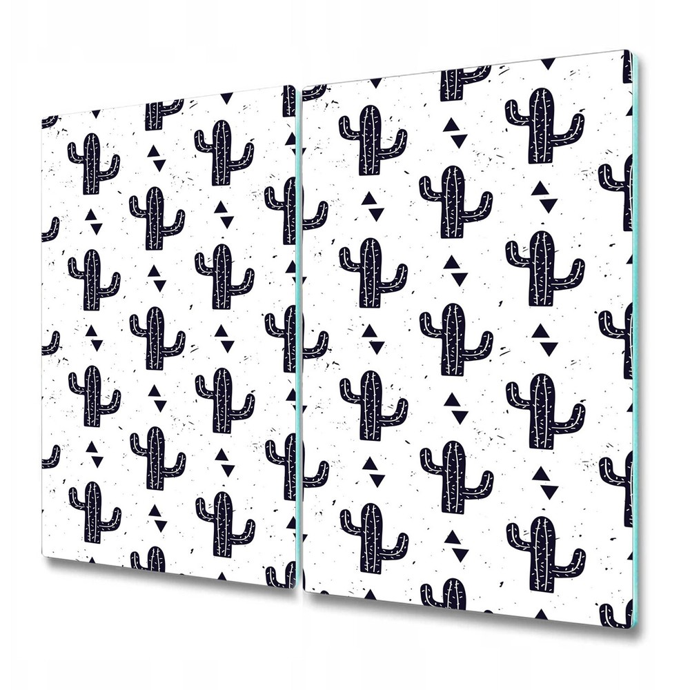 Glass Chopping Board Utensil Board Black Cacti Pastel Cactus art 2x30x52