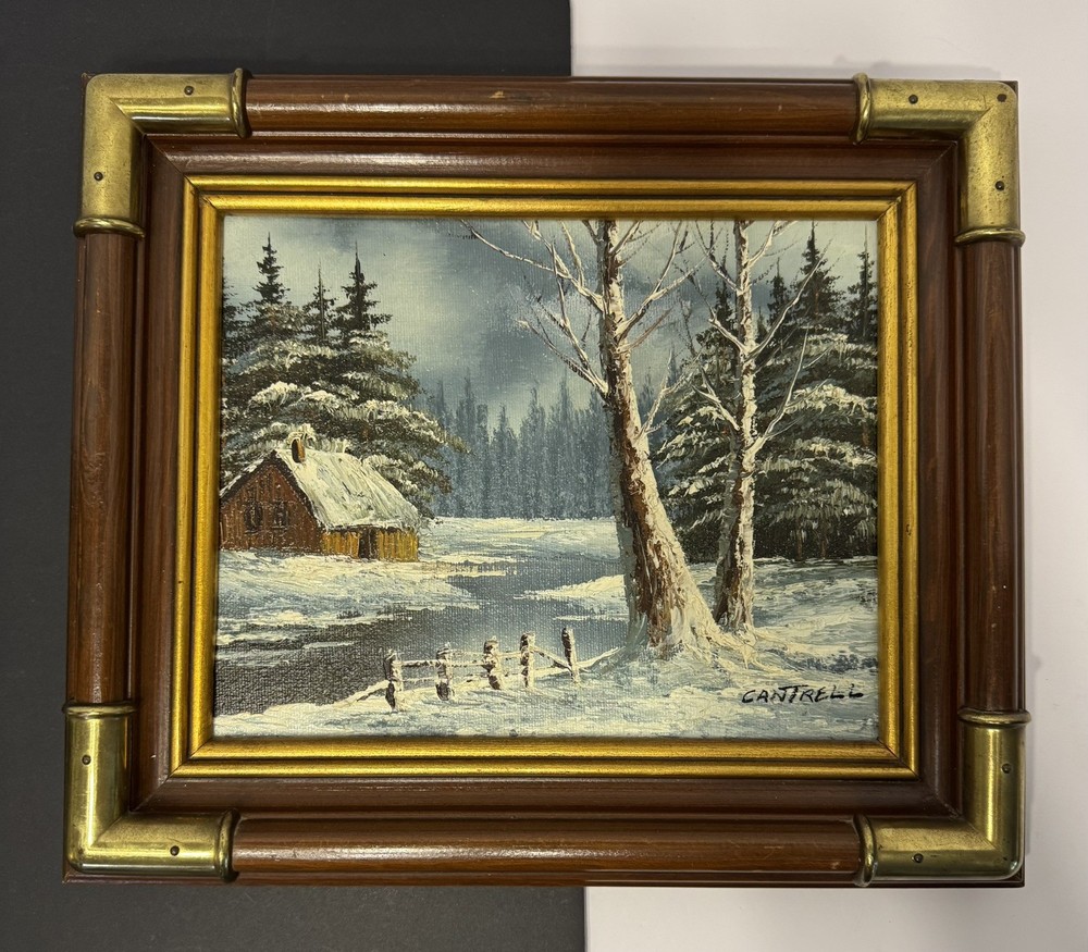 Cantrell Signed Oil Painting Framed Winter Snow Artistic Interiors Certified
