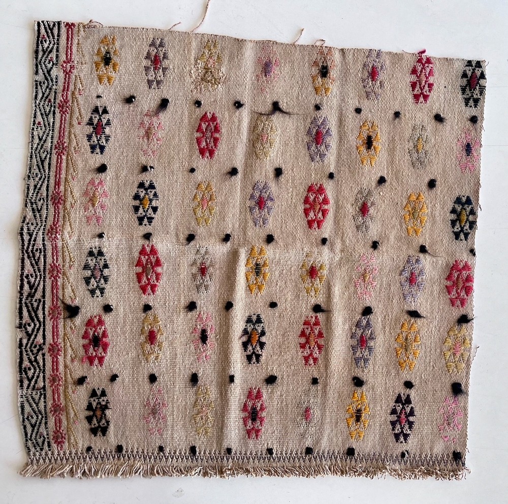 Vintage Turkish Kilim Rug Fragment, Handwoven Wool Textile, Boho Craft Fabric