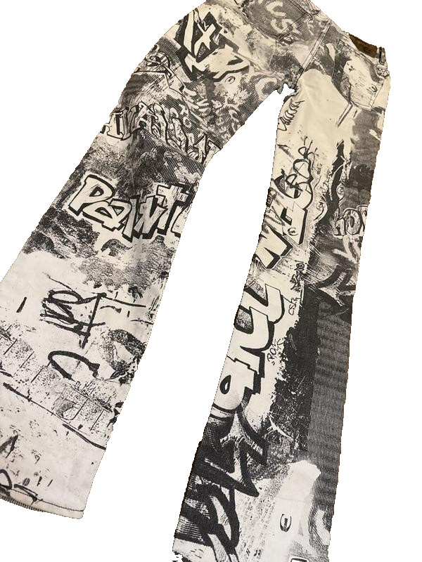 Vintage Roberto Cavalli graffiti pants Size 26/40 womens Abstract-image