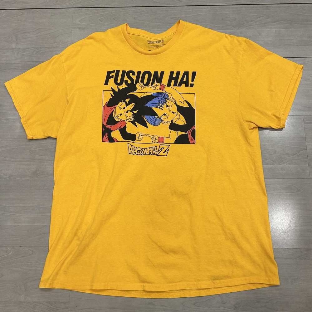 Dragon Ball Z Goten Trunks Fusion Ha T Shirt Yellow Anime Graphic Tee Mens 2XL