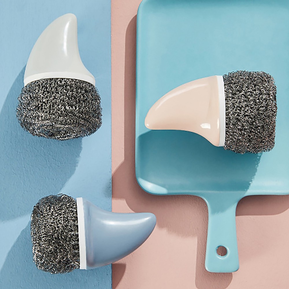 Stainless Steel Creative Shark Pot Scourer Brush with Wire Ball