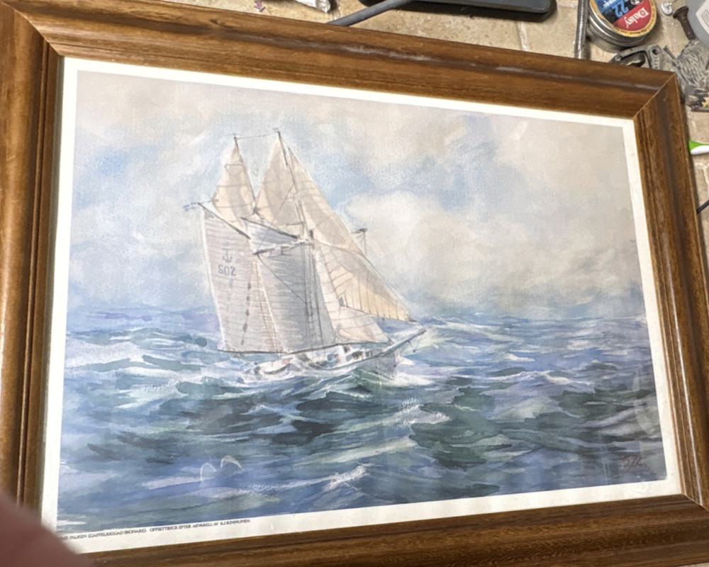K. Helm Signed Watercolor Painting Realism Sailboat Seascape Ocean Framed