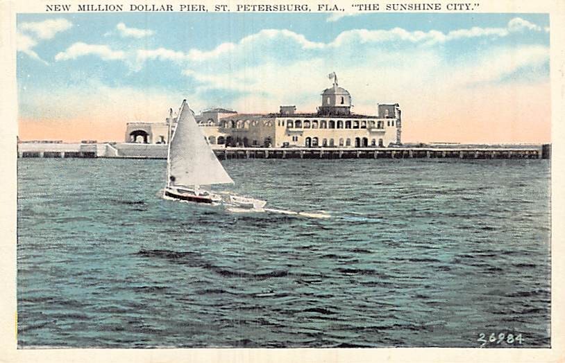 Postcard FL: Million Dollar Pier, St. Petersburg, Florida, Antique DB 1910's