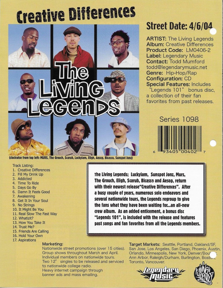 LIVING LEGENDS Rare VINTAGE 2004 PROMO TRADE AD Poster for Creative MINT 8.5x11