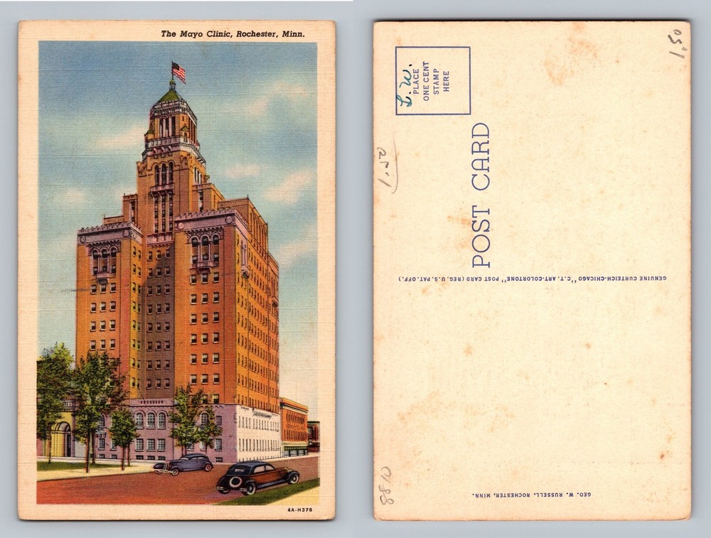 Rochester, MN-Minnesota, Mayo Clinic Tower Souvenir PC Vintage Postcard