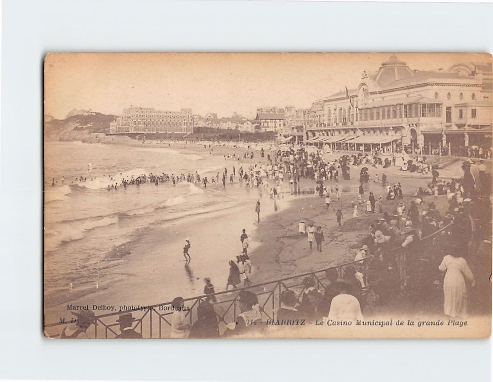 Postcard Biarritz's Grande Plage & the Municipal Casino France