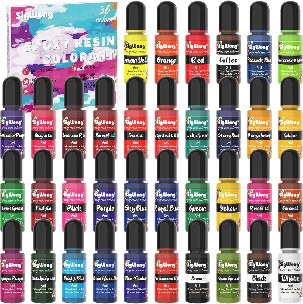 36-Color Liquid Epoxy Resin Pigment - Highly Concentrated Translucent Colorant