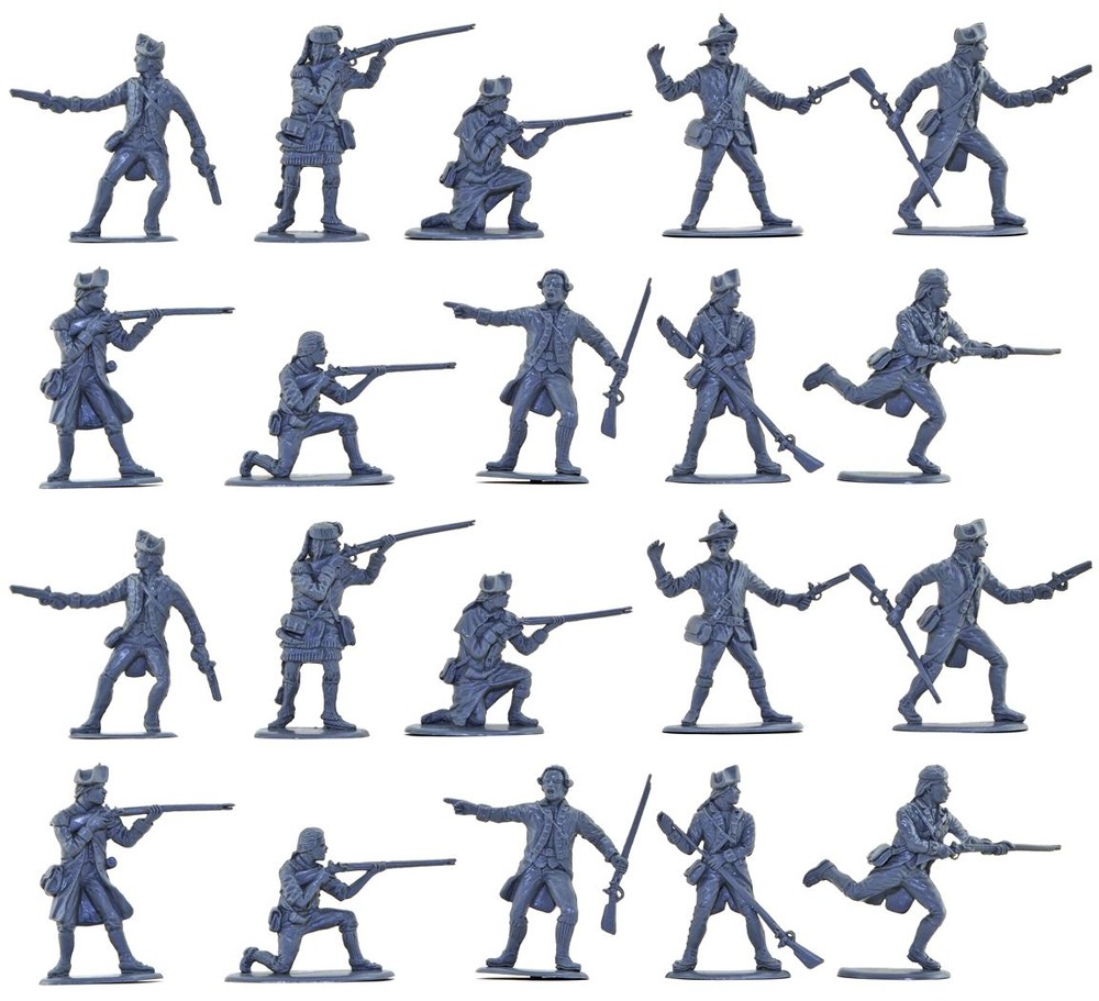 Accurate U.S Militia set #2 - 20 unpainted 54mm toy soldiers in gray color-image