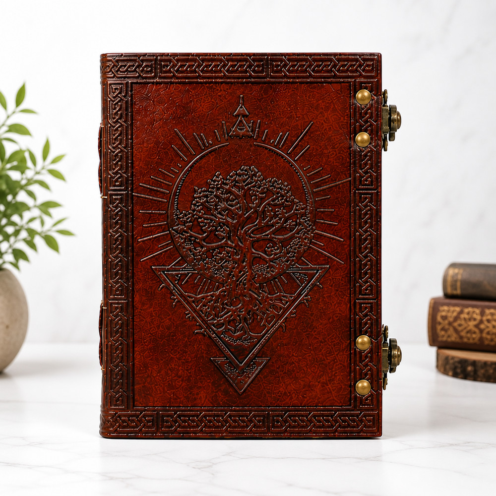 Leather Journal 7x5 Blank Handmade Rustic Boho Travel Diary Double Lock 200Pages