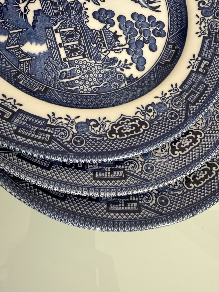 ✿ Churchill Blue Willow Plates Set of 6 England Boho Farmhouse Cottage Decor