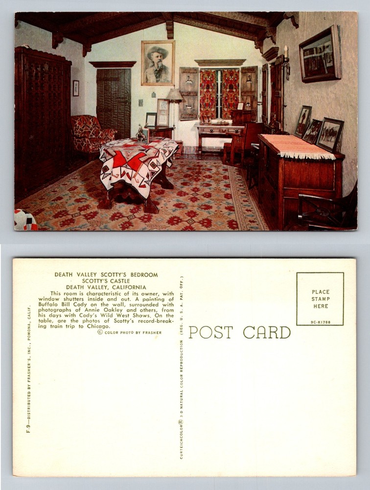 Death Valley, CA-California, Scottys Castle Bedroom Interior Vintage Postcard