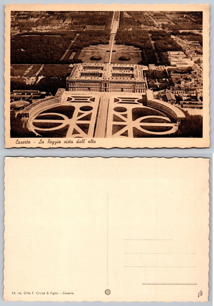 Caserta Royal Palace Italy Aerial View RPPC Vintage Postcard Reggia