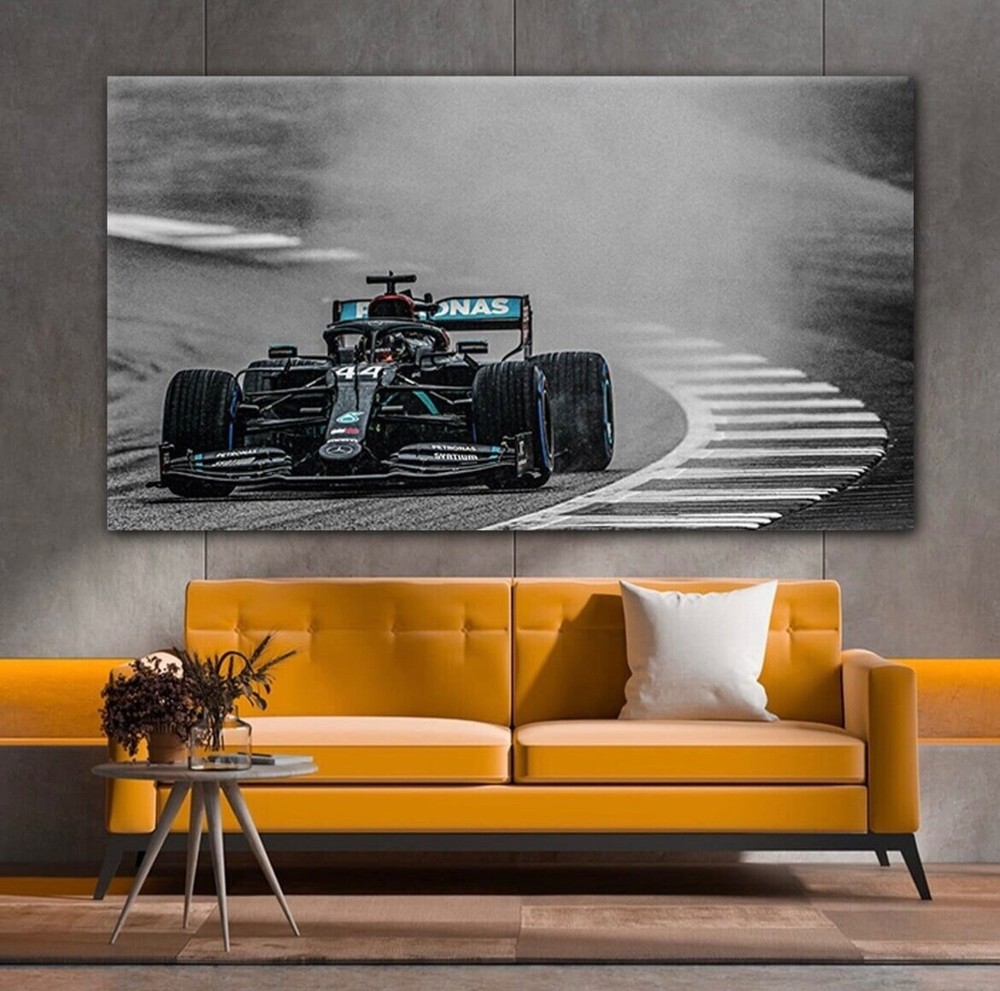 Formula 1 Wall Decor, Lewis Hamilton Canvas Wall Art F1 race car Home Wall Decor