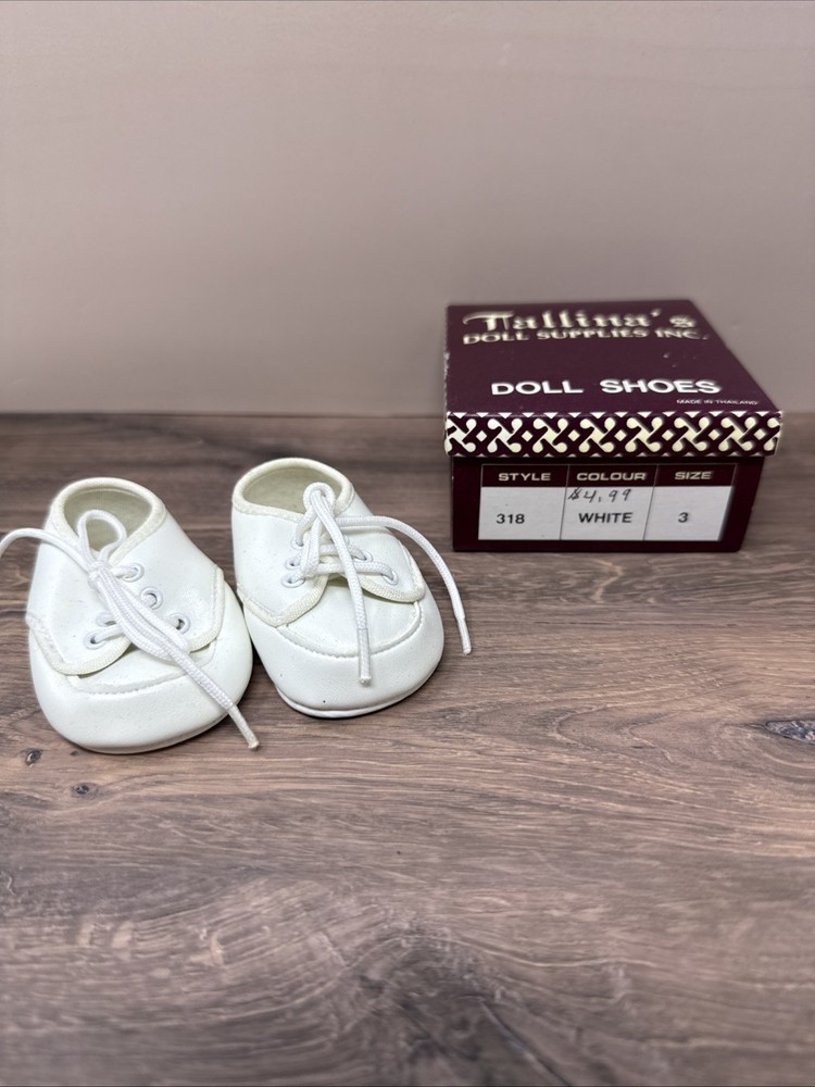 Tallina's Doll Supply Doll Shoes in BOX #318 White Size 3