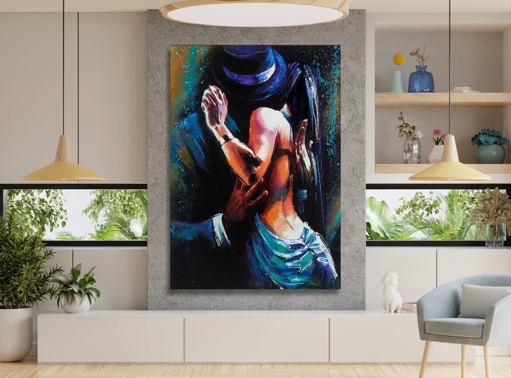 Hugging lovers Canvas Art Print Abstract  Couple Wall Art Home Decor Lovers gift