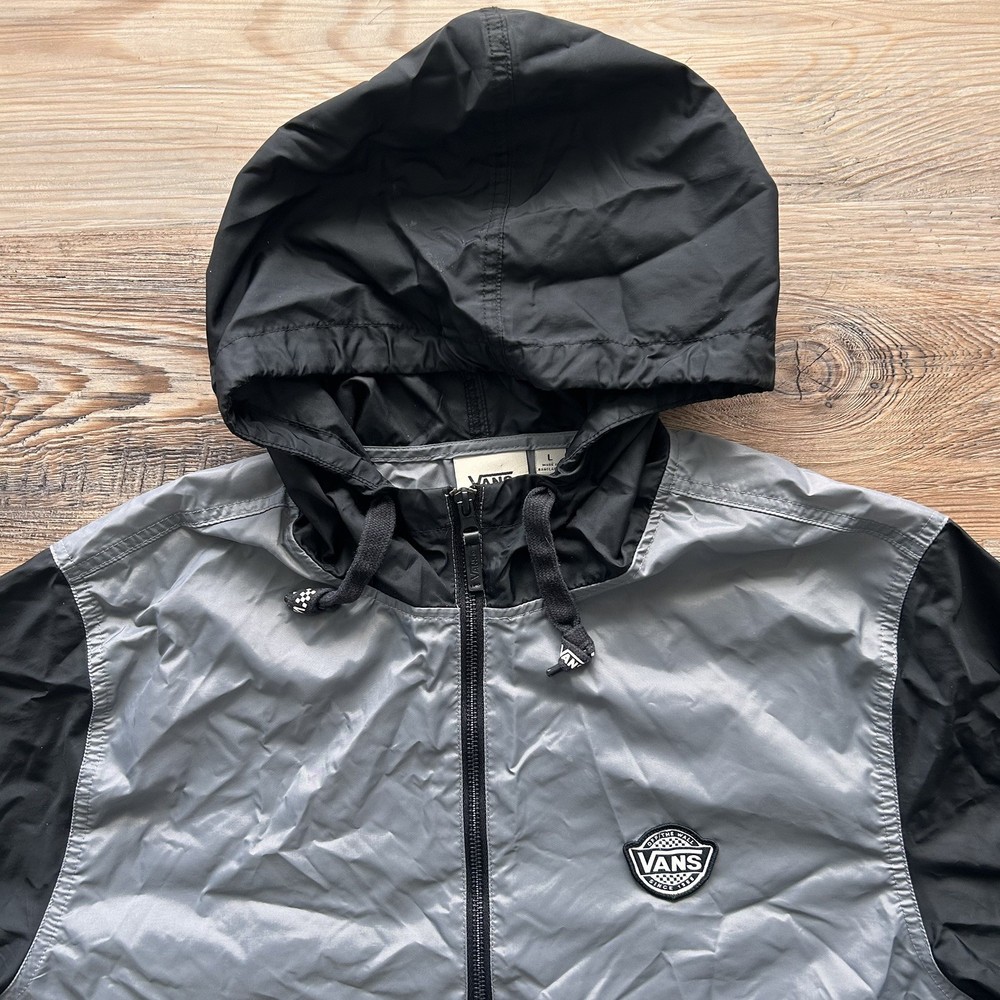 VANS Off The Wall Lightweight Rain Jacket Size Large Quarter Zip with Hood
