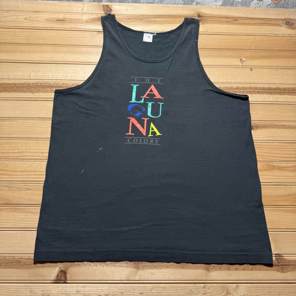 Vintage 90s The Laguna Colors Surf Style Beachwear Graphic Tank Top USA Size XL